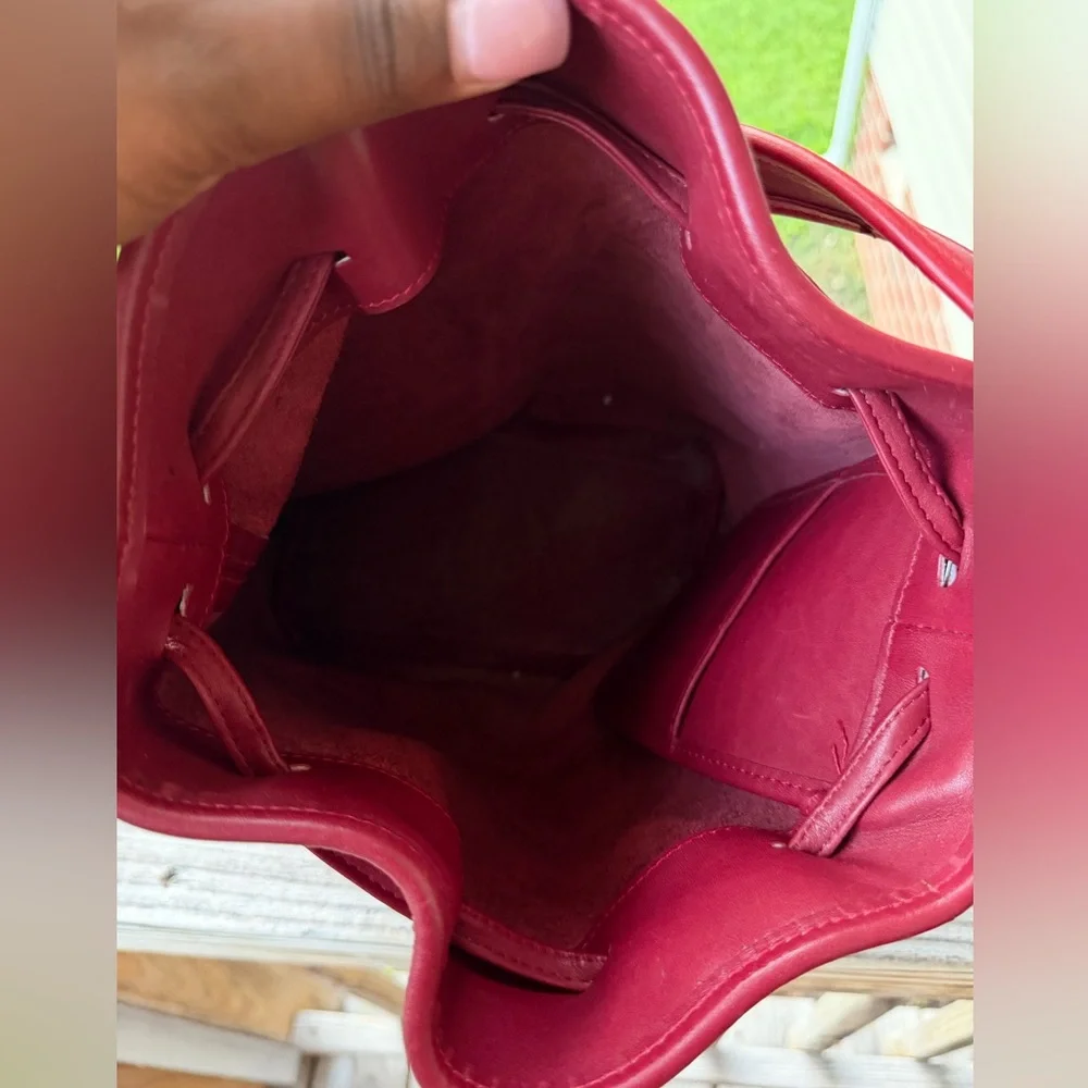 Vintage coach legacy red leather bucket bag